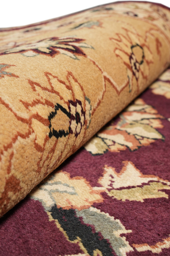 10 x 13.8 Beautiful Quality Wool Handmade Rug Burgundy Gold #F-4360