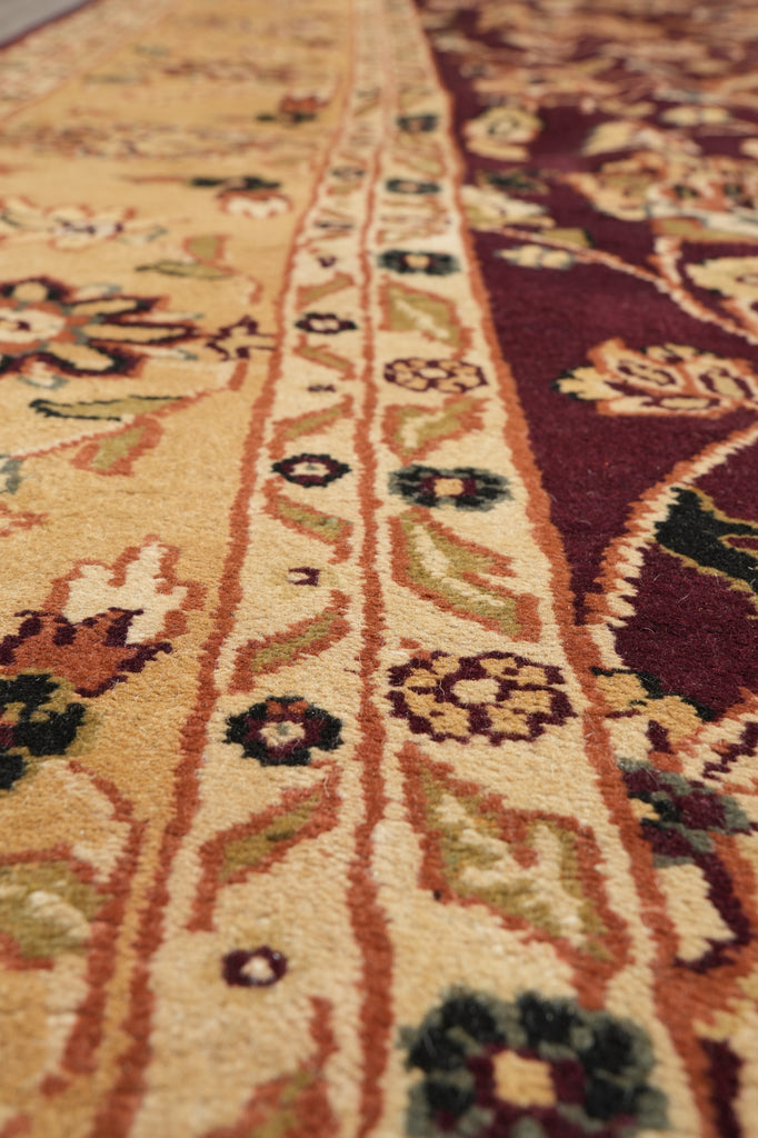 10 x 13.8 Beautiful Quality Wool Handmade Rug Burgundy Gold #F-4360