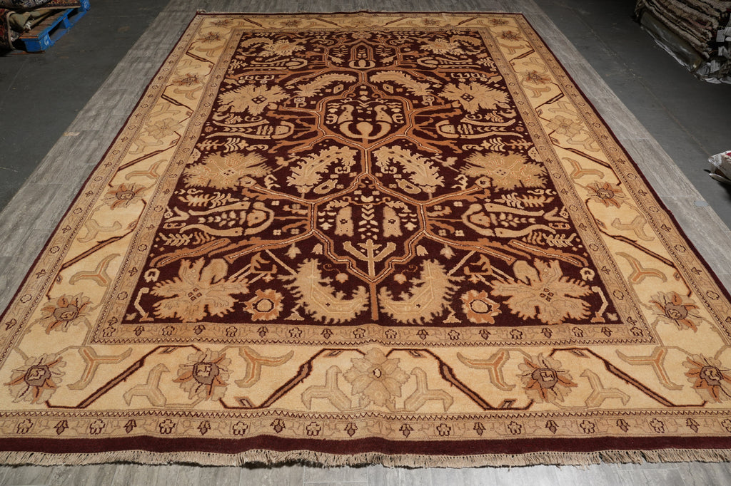 10 x 14.6 Plum Eggplant New Agra Handmade Rug 71051