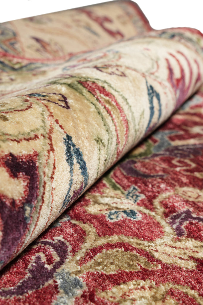 9.8 x 14 Burgundy Gold Quality Wool Hand-knotted Jaipur Rug Dense Weave begie Dye #F-4361