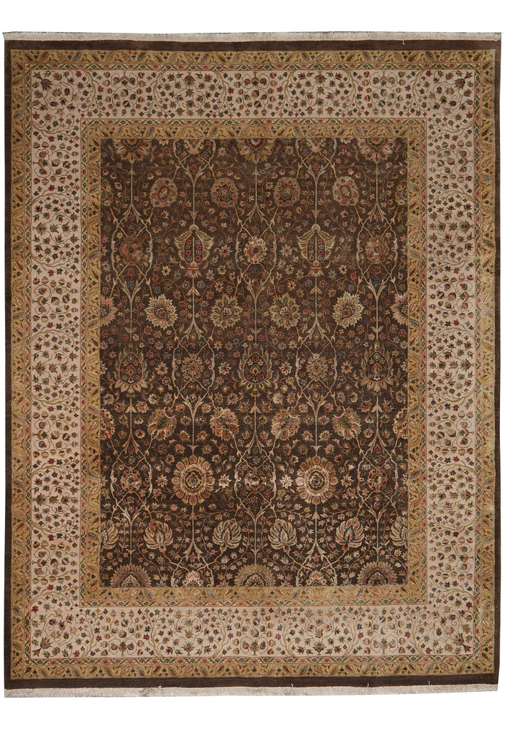 8 x 10 High Quality Wool an Silk Dense Fine Weave Brown