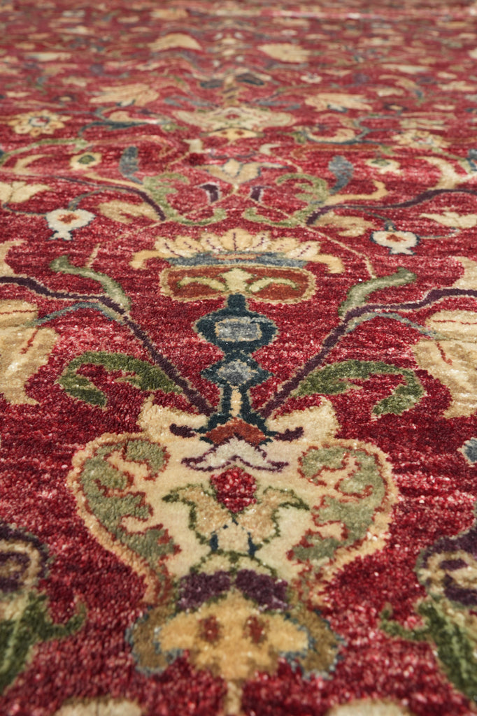 9.8 x 14 Burgundy Gold Quality Wool Hand-knotted Jaipur Rug Dense Weave begie Dye #F-4361