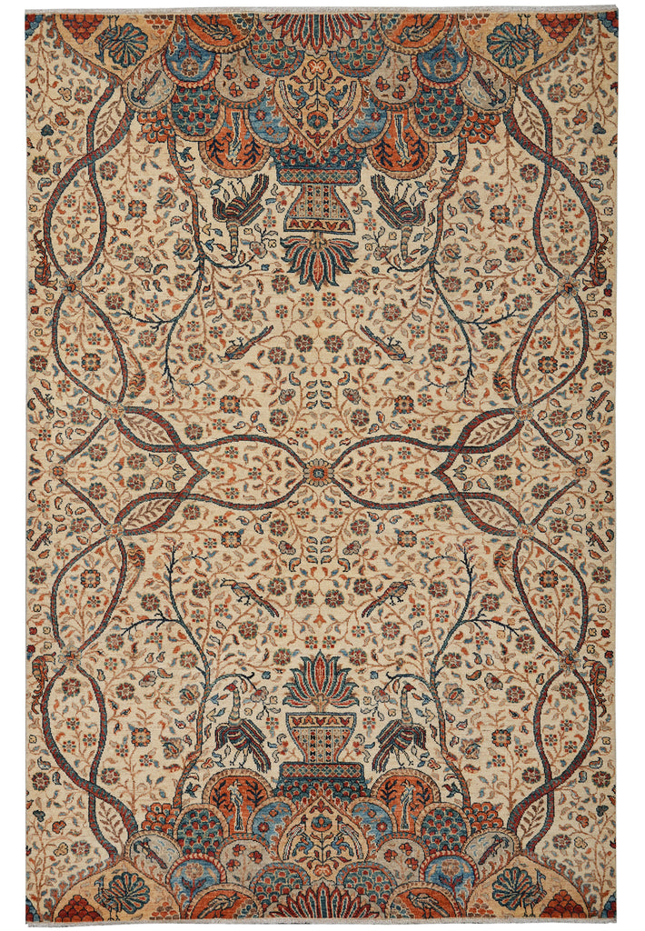 6 x 8.9 Quality Wool Super Kazak Love Peacock Rug #PIX-29396
