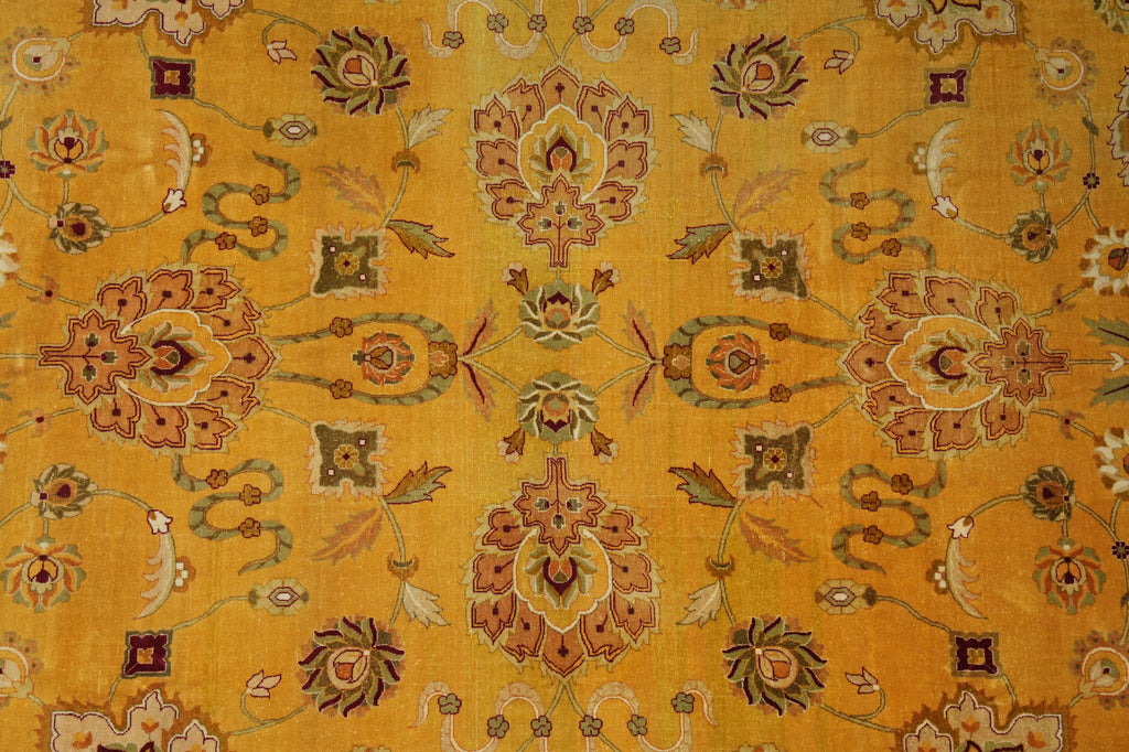 10 x 13.5 Gold Burgundy Quality Hand Knotted Oversized Oriental Agra Rug #F-5751