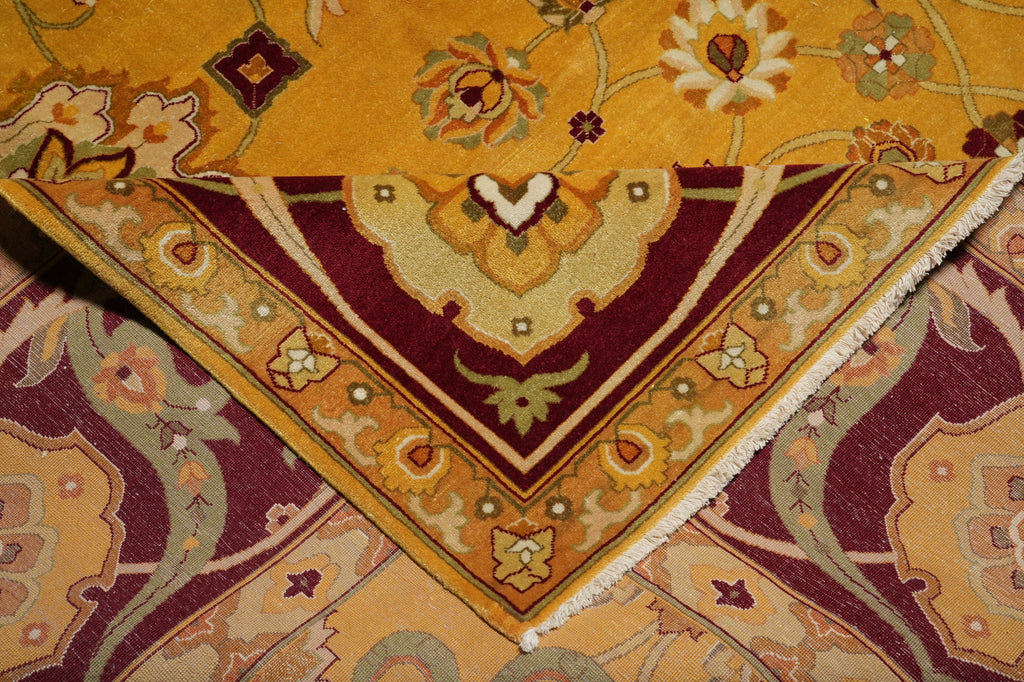 10 x 13.5 Gold Burgundy Quality Hand Knotted Oversized Oriental Agra Rug #F-5751