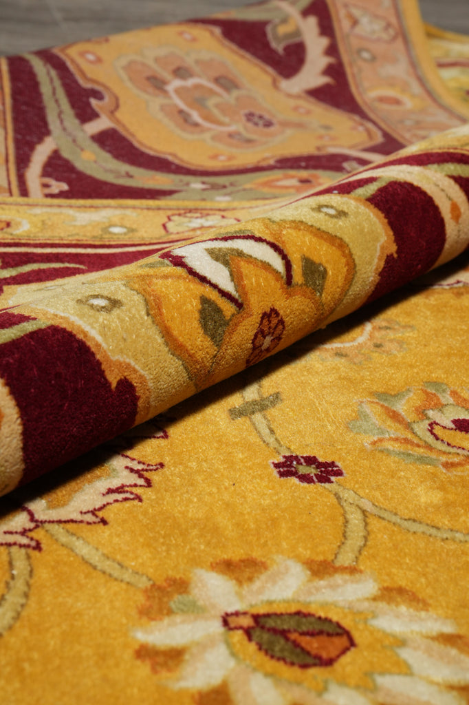 10 x 13.5 Gold Burgundy Quality Hand Knotted Oversized Oriental Agra Rug #F-5751