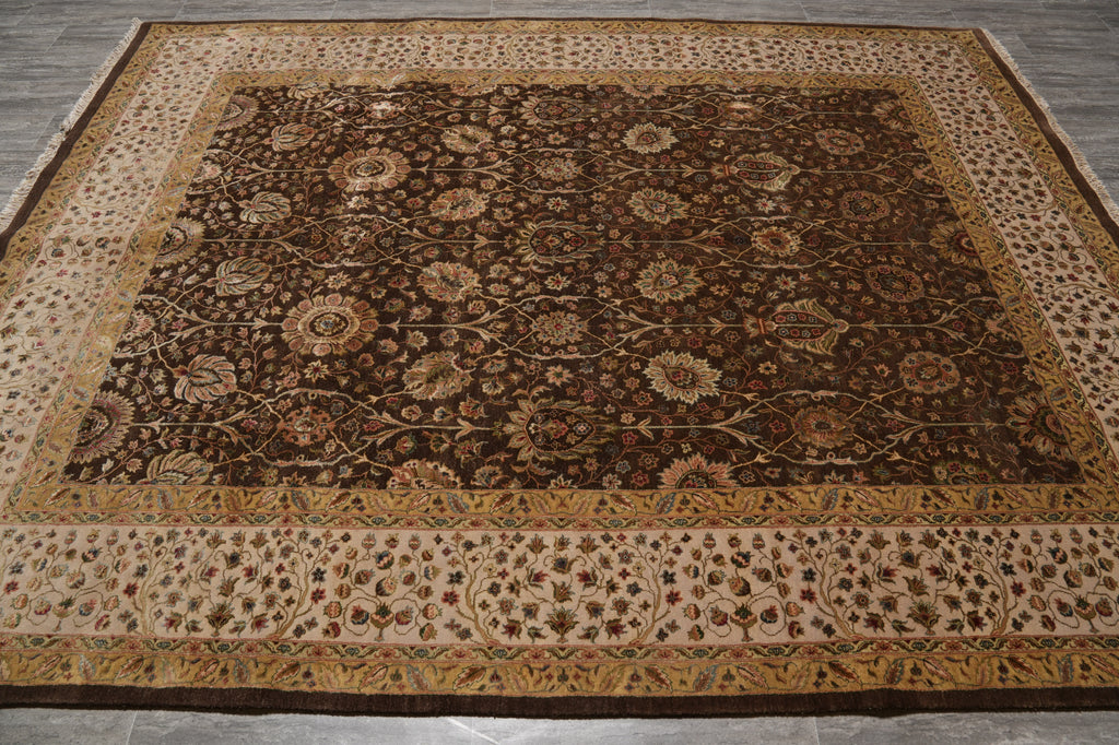 8 x 10 High Quality Wool an Silk Dense Fine Weave Brown #PIX-804-155
