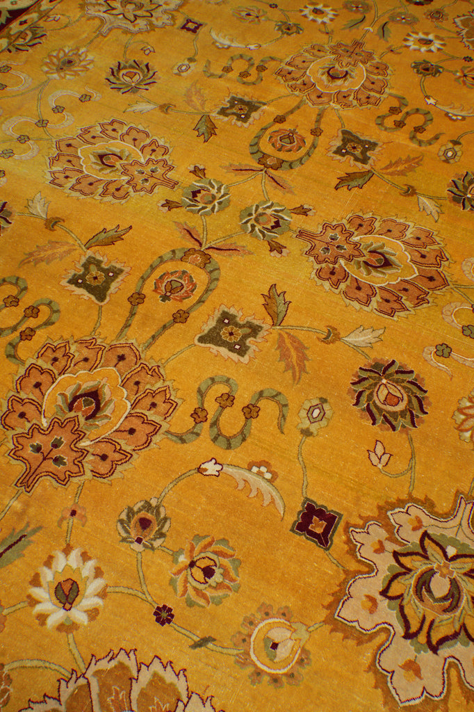 10 x 13.5 Gold Burgundy Quality Hand Knotted Oversized Oriental Agra Rug #F-5751