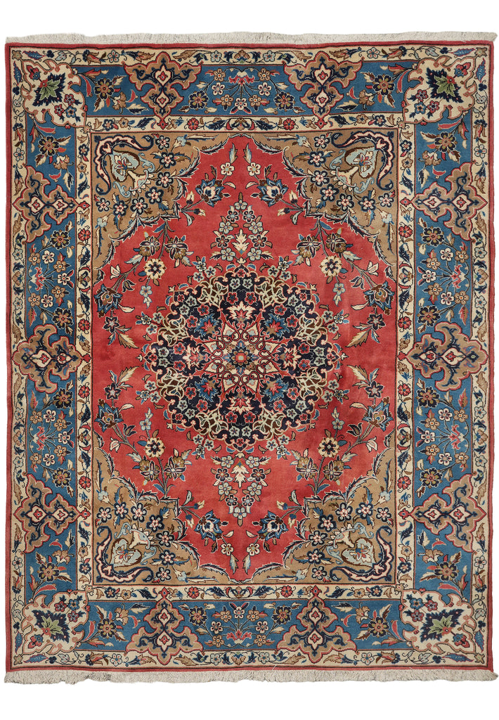6.6 x 8.6 Pearl Orange Fine Quality Persian Kashan Rug LA-52463