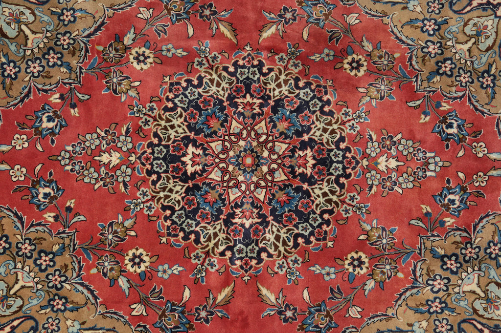 6.6 x 8.6 Pearl Orange Fine Quality Persian Kashan Rug LA-52463