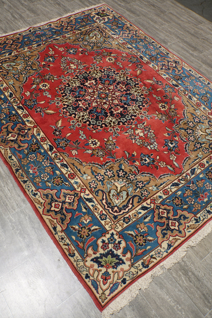 6.6 x 8.6 Pearl Orange Fine Quality Persian Kashan Rug LA-52463