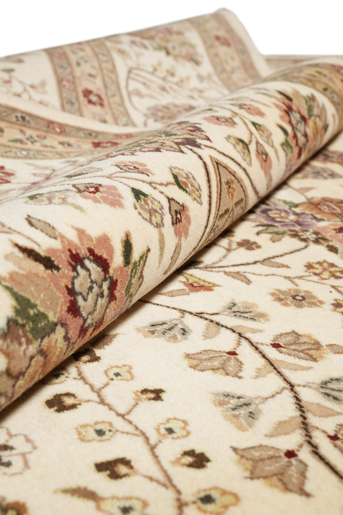 9.9 x 13.9 High Quality Wool And Silk Handmade Rug Ivory #F-4363