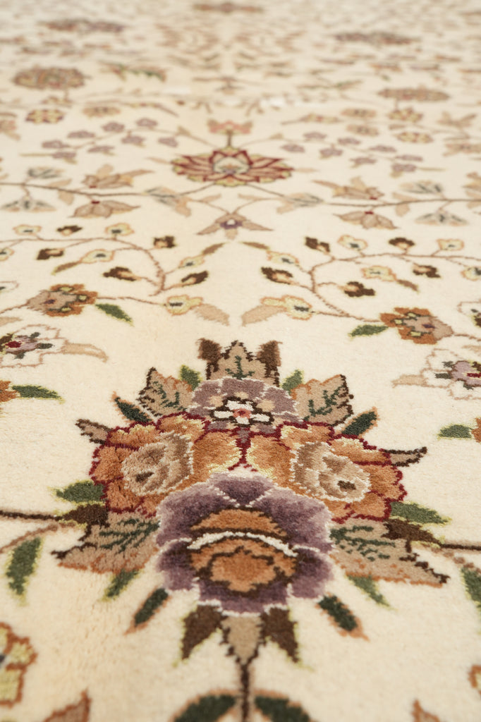9.9 x 13.9 High Quality Wool And Silk Handmade Rug Ivory #F-4363