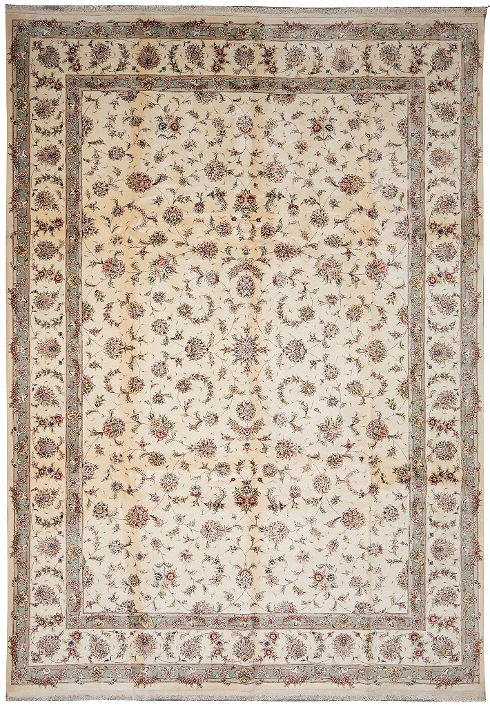 10 x 14  High Quality Wool And SIlk Handmade Rug Light Colors #F-4364