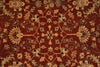 Load image into Gallery viewer, A close-up of an ornate traditional rug with a deep red-brown field, beige floral motifs, and dark green accents.