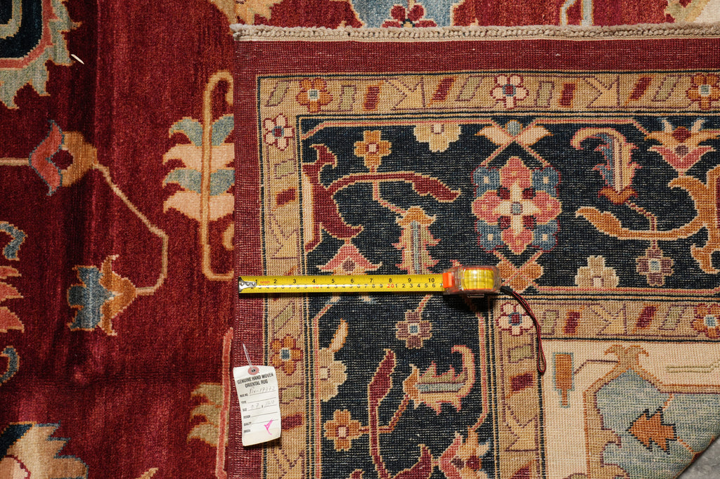 9.7 x 14 Rust Silky Wool Peshawar Rug 17372