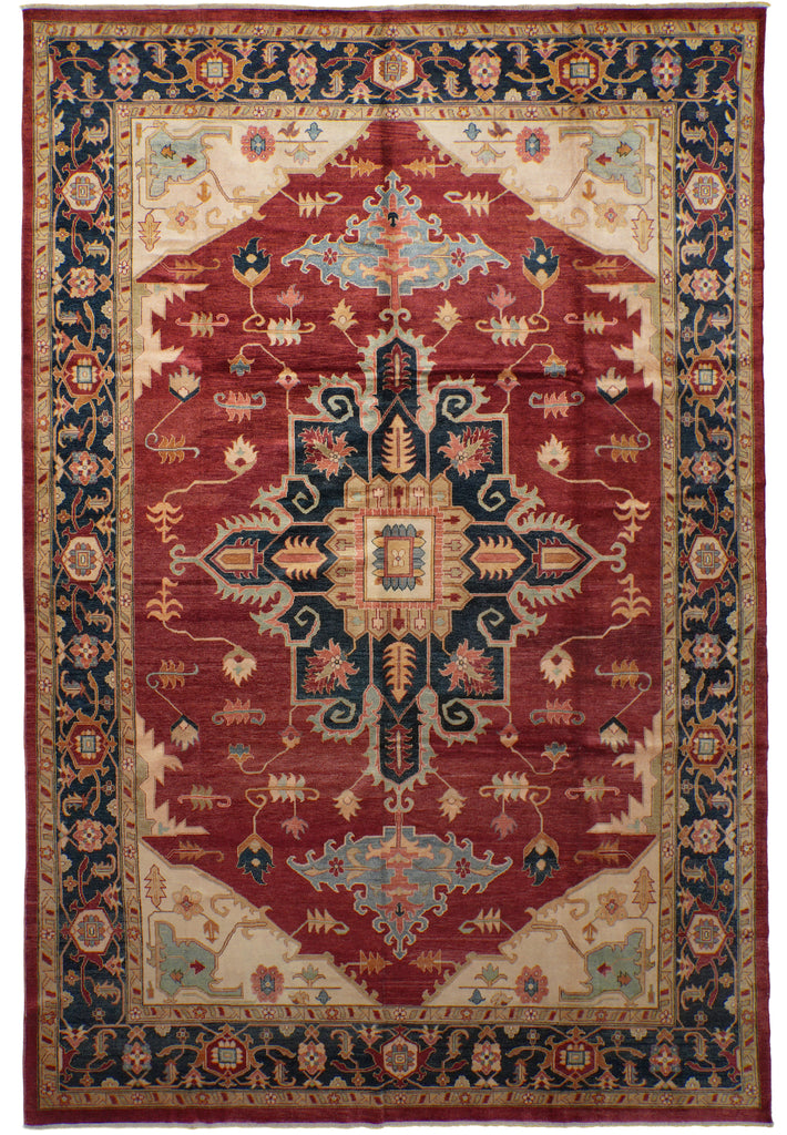 9.7 x 14 Rust Silky Wool Peshawar Rug 17372