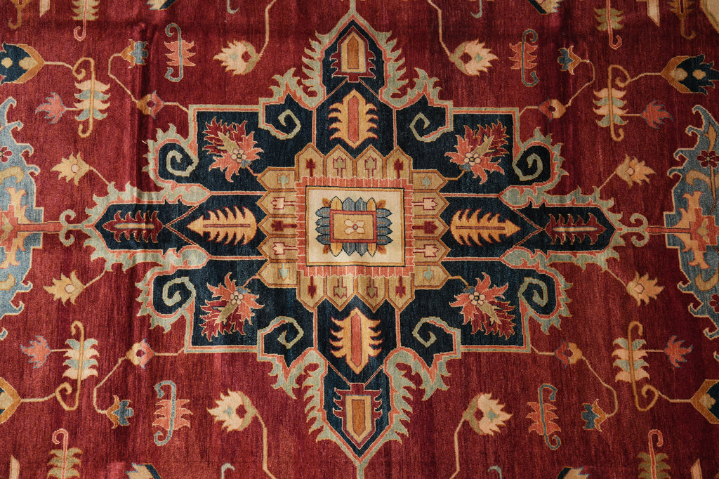 9.7 x 14 Rust Silky Wool Peshawar Rug 17372