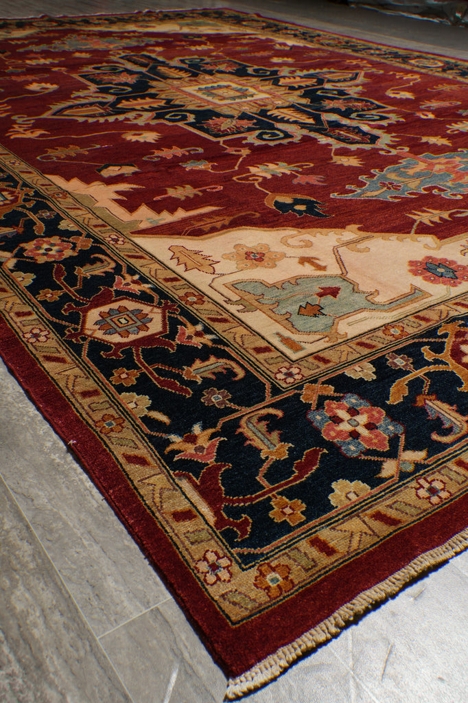 9.7 x 14 Rust Silky Wool Peshawar Rug 17372