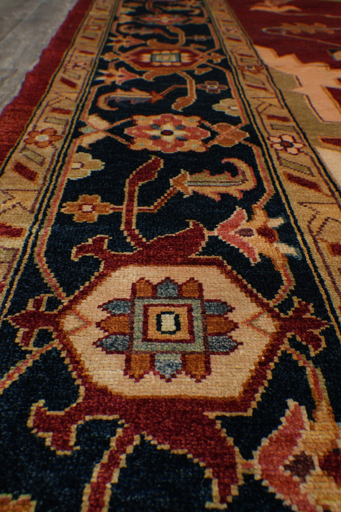 9.7 x 14 Rust Silky Wool Peshawar Rug 17372