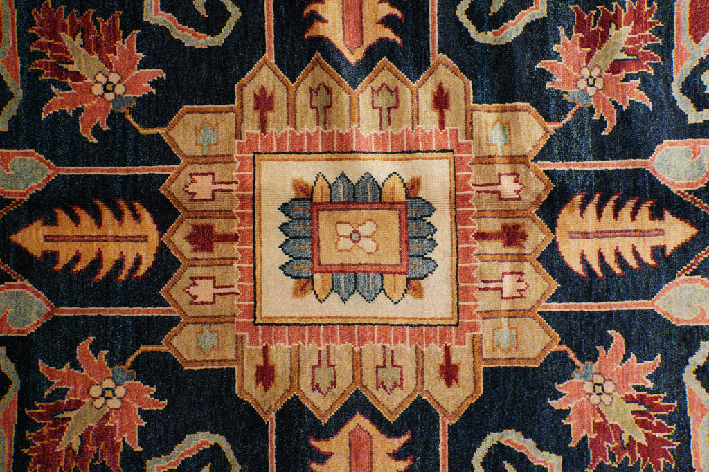 9.7 x 14 Rust Silky Wool Peshawar Rug 17372