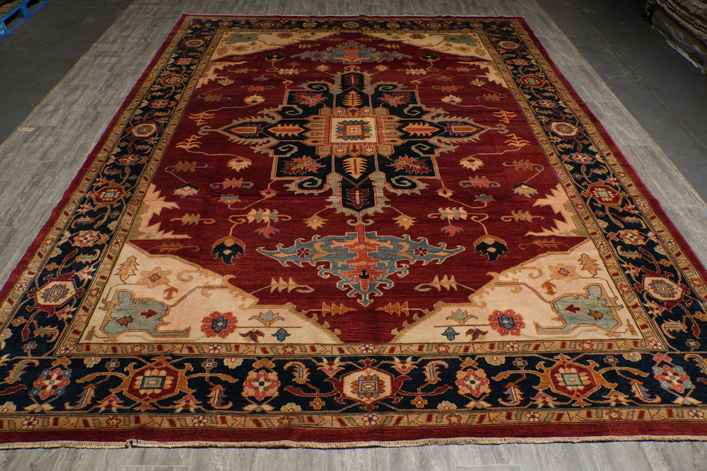 9.7 x 14 Rust Silky Wool Peshawar Rug 17372