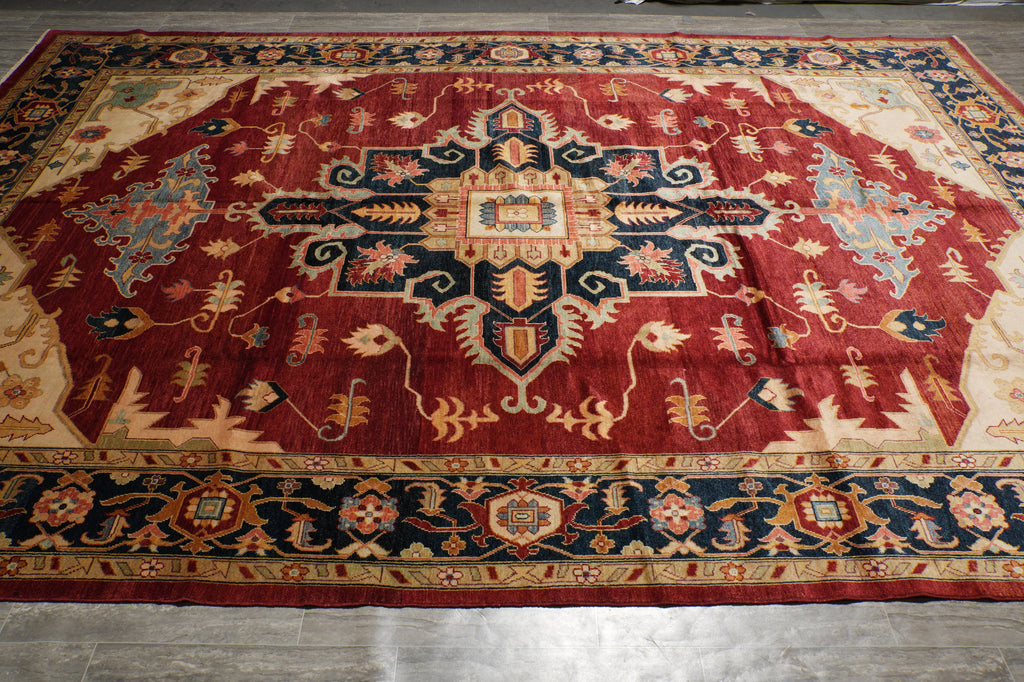 9.7 x 14 Rust Silky Wool Peshawar Rug 17372