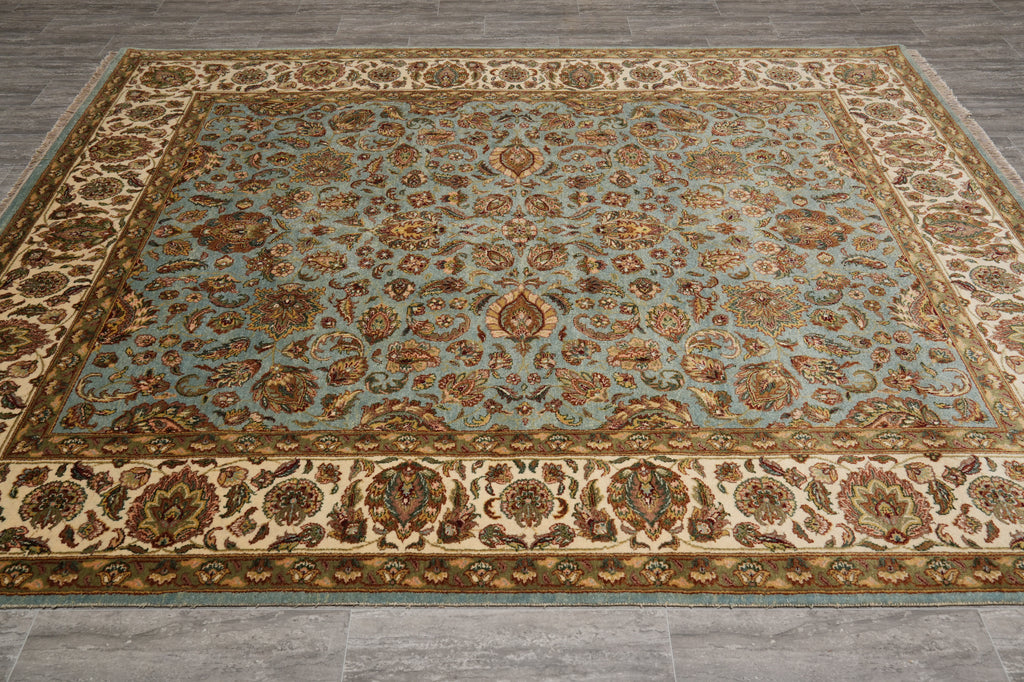 8 x 10 Light Blue Handmade Jaipur Rug #F-4528