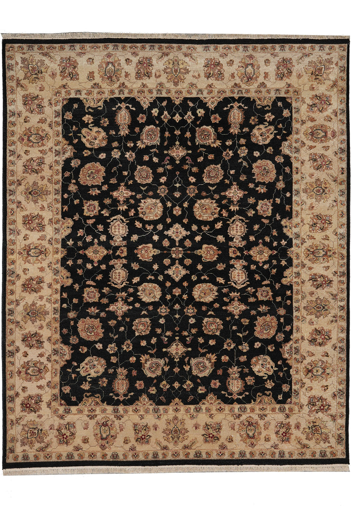 8 x 9.8 High Quality Area Rug Wool and Silk Sino Tabriz Black