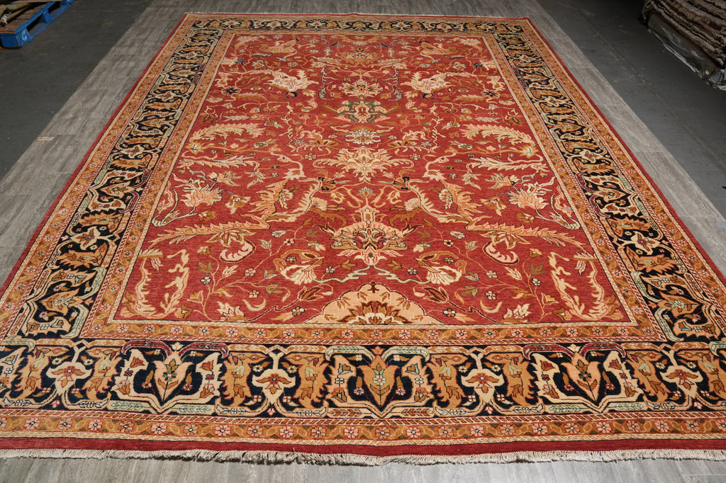 10 x 13.6 Rust Orange Vegetable Dye Rug Pix-4498