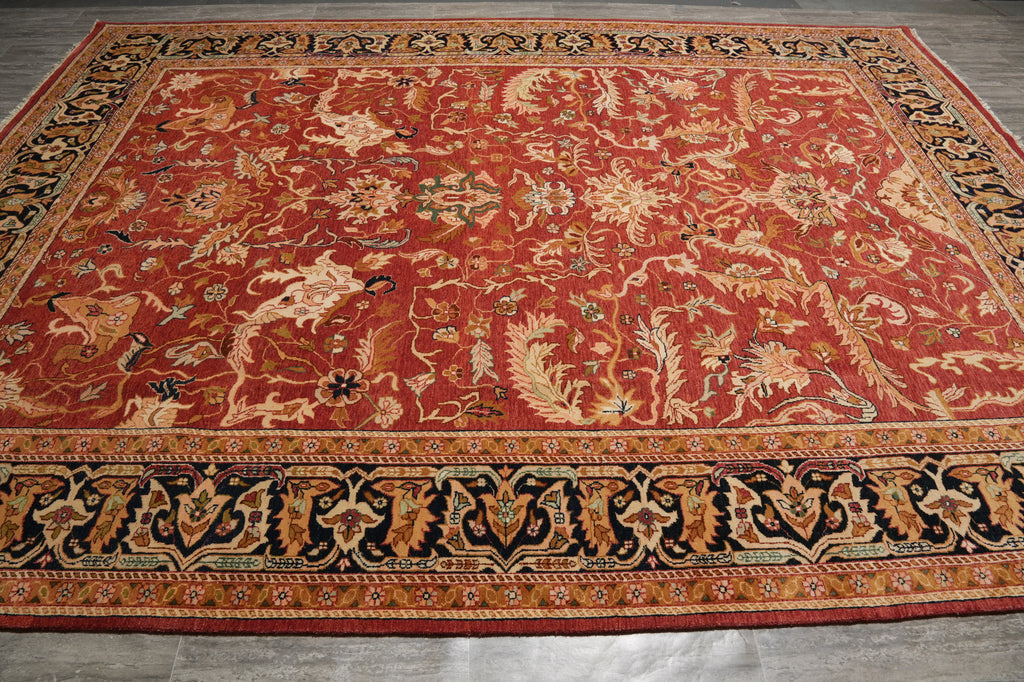 10 x 13.6 Rust Orange Vegetable Dye Rug Pix-4498