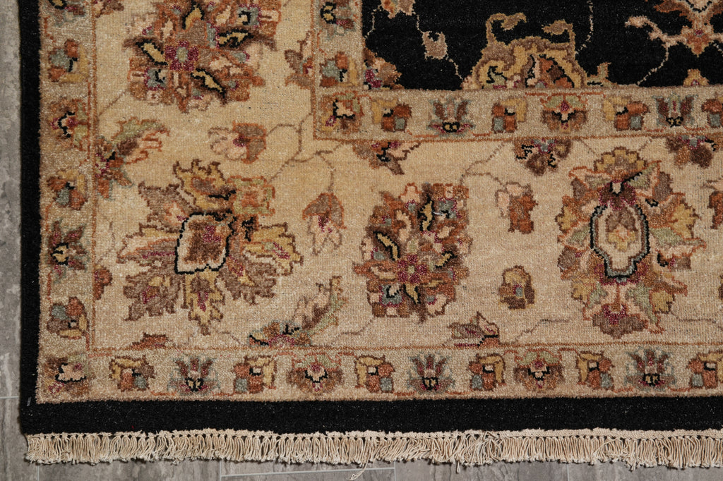 8 x 9.8 High Quality Area Rug Wool and Silk Sino Tabriz Black #F-4529