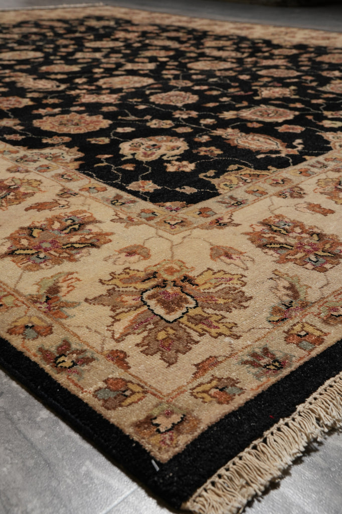 8 x 9.8 High Quality Area Rug Wool and Silk Sino Tabriz Black #F-4529