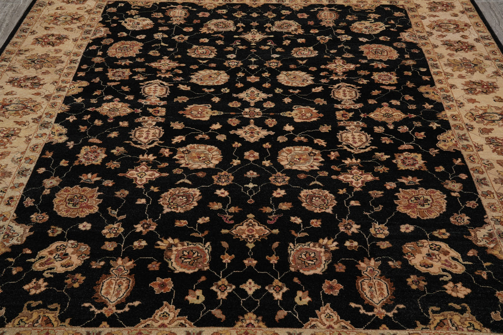 8 x 9.8 High Quality Area Rug Wool and Silk Sino Tabriz Black #F-4529