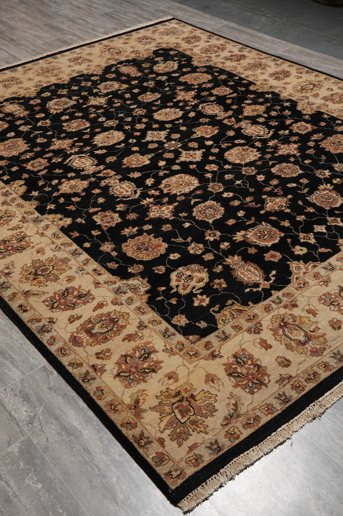 8 x 9.8 High Quality Area Rug Wool and Silk Sino Tabriz Black #F-4529