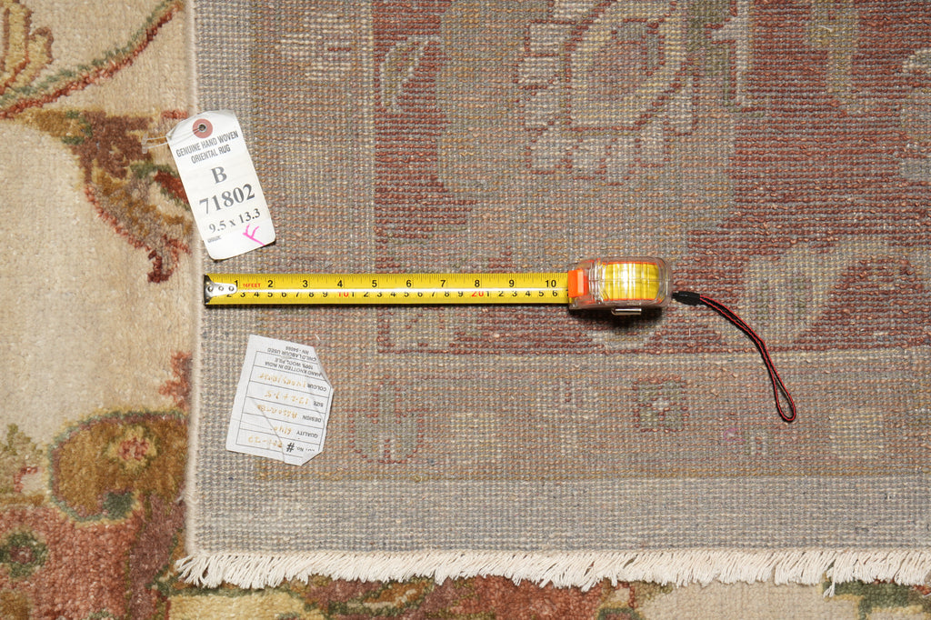 9.5 x 13.3 New Quality Handmade Agra Rug Veggie Dyed Natural Wool #B-71802