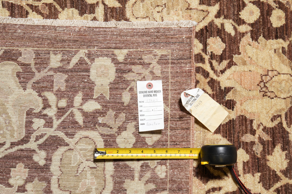 10 x 14 Brown Beige New Handmade Chobi Peshawar Zigler Carpet Modern Transitional #PIX-13403