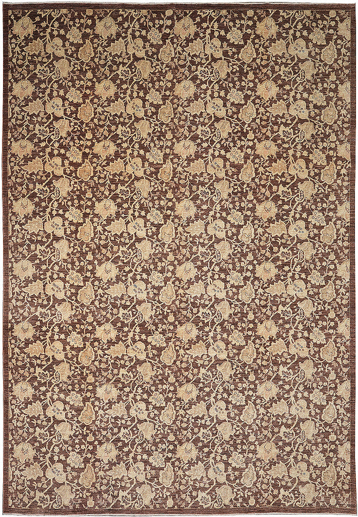10 x 14 Brown Beige New Handmade Chobi Peshawar Zigler Carpet Modern Transitional #PIX-13403