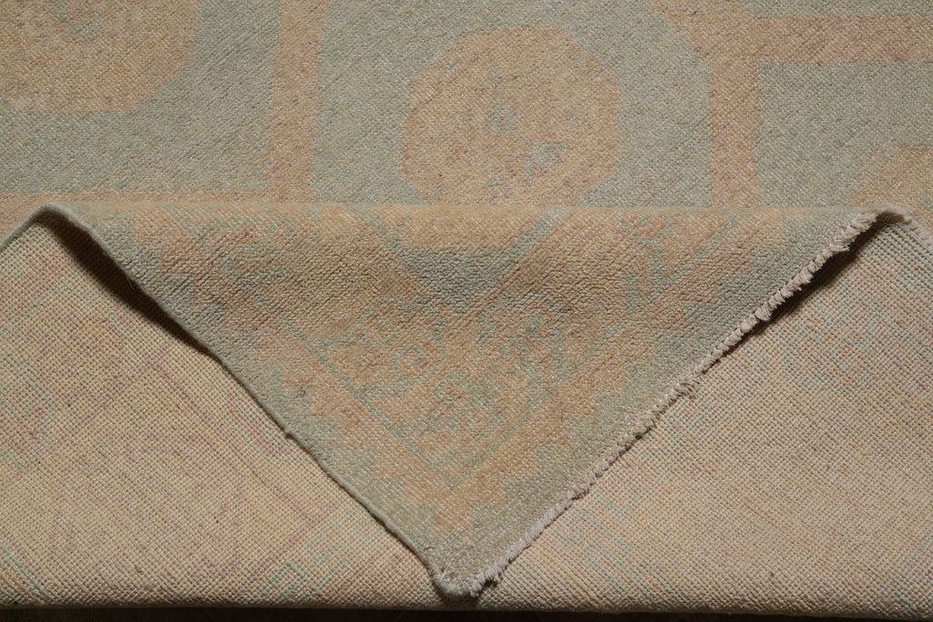8.5 x 9.9 Washed out Colors Handmade Chobi Peshawar Transitional Rug Light Green #F-4531