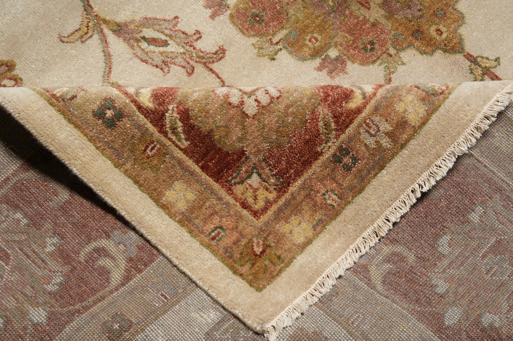 9.5 x 13.3 New Quality Handmade Agra Rug Veggie Dyed Natural Wool #B-71802