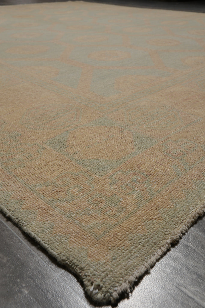 8.5 x 9.9 Washed out Colors Handmade Chobi Peshawar Transitional Rug Light Green #F-4531