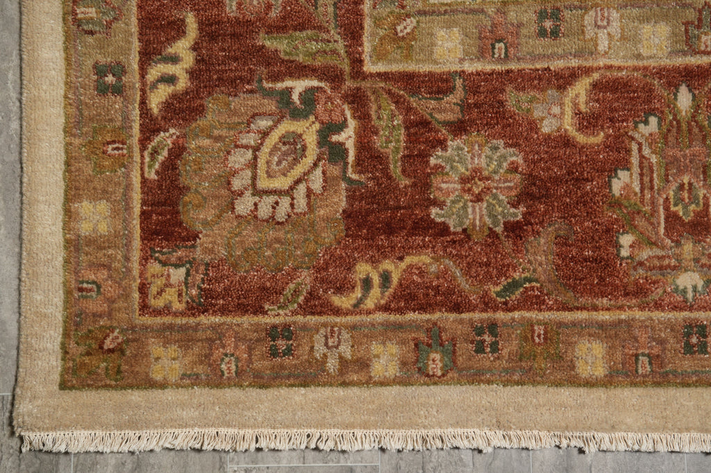 9.5 x 13.3 New Quality Handmade Agra Rug Veggie Dyed Natural Wool #B-71802