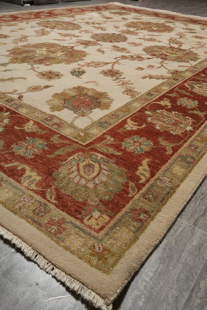 9.5 x 13.3 New Quality Handmade Agra Rug Veggie Dyed Natural Wool #B-71802
