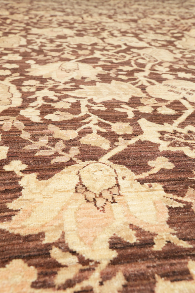 10 x 14 Brown Beige New Handmade Chobi Peshawar Zigler Carpet Modern Transitional #PIX-13403