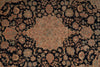 Load image into Gallery viewer, An ornate traditional patterned rug with a central medallion and surrounding floral motifs in muted rust, beige, and gray tones on a very dark black background.
