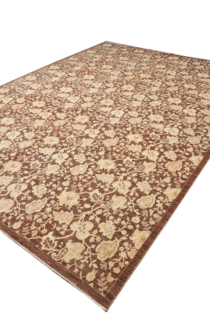10 x 14 Brown Beige New Handmade Chobi Peshawar Zigler Carpet Modern Transitional #PIX-13403
