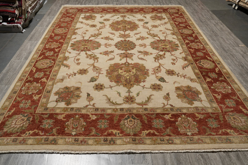9.5 x 13.3 New Quality Handmade Agra Rug Veggie Dyed Natural Wool #B-71802