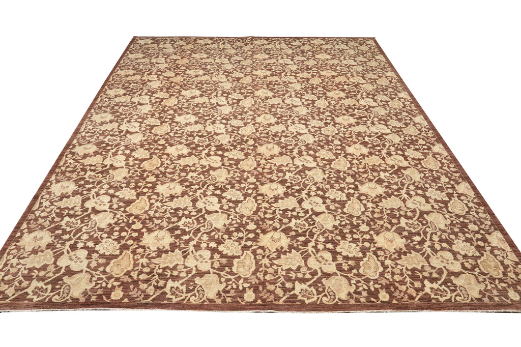 10 x 14 Brown Beige New Handmade Chobi Peshawar Zigler Carpet Modern Transitional #PIX-13403