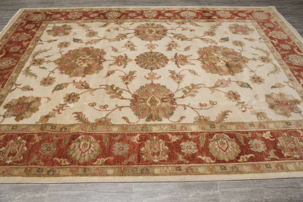 9.5 x 13.3 New Quality Handmade Agra Rug Veggie Dyed Natural Wool #B-71802