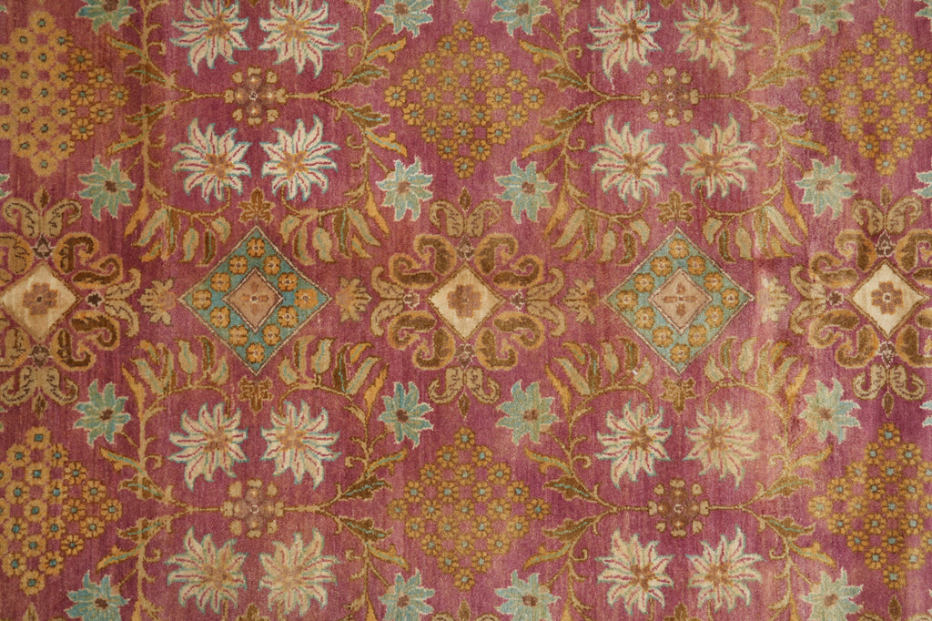 9 x 12 Beautiful Agra Rug Handmade Natural Wool Rust Green #F-6530